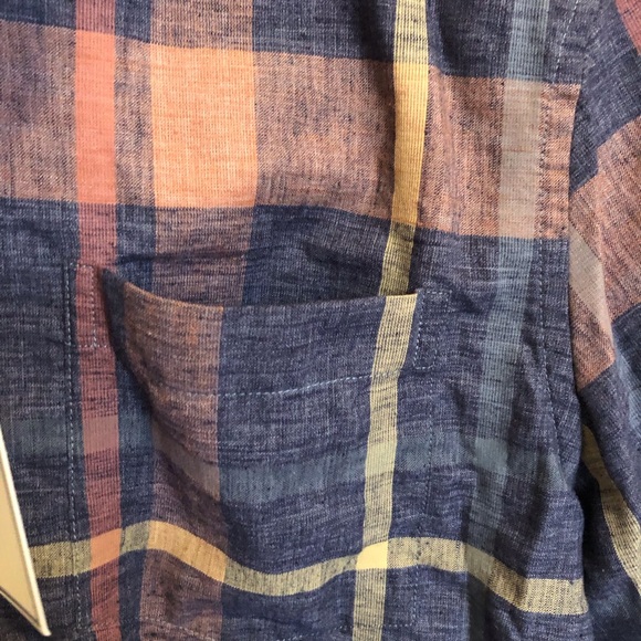 ROWM Mens Button Up Plaid Shirt Size S In Denim Blue Tones Perfect For The Fall! - Picture 6 of 8